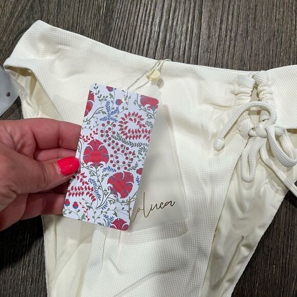 NWT Toluca Luna Midi Bikini Bottom Ivory Micro Waffle Size S - Picture 3 of 6